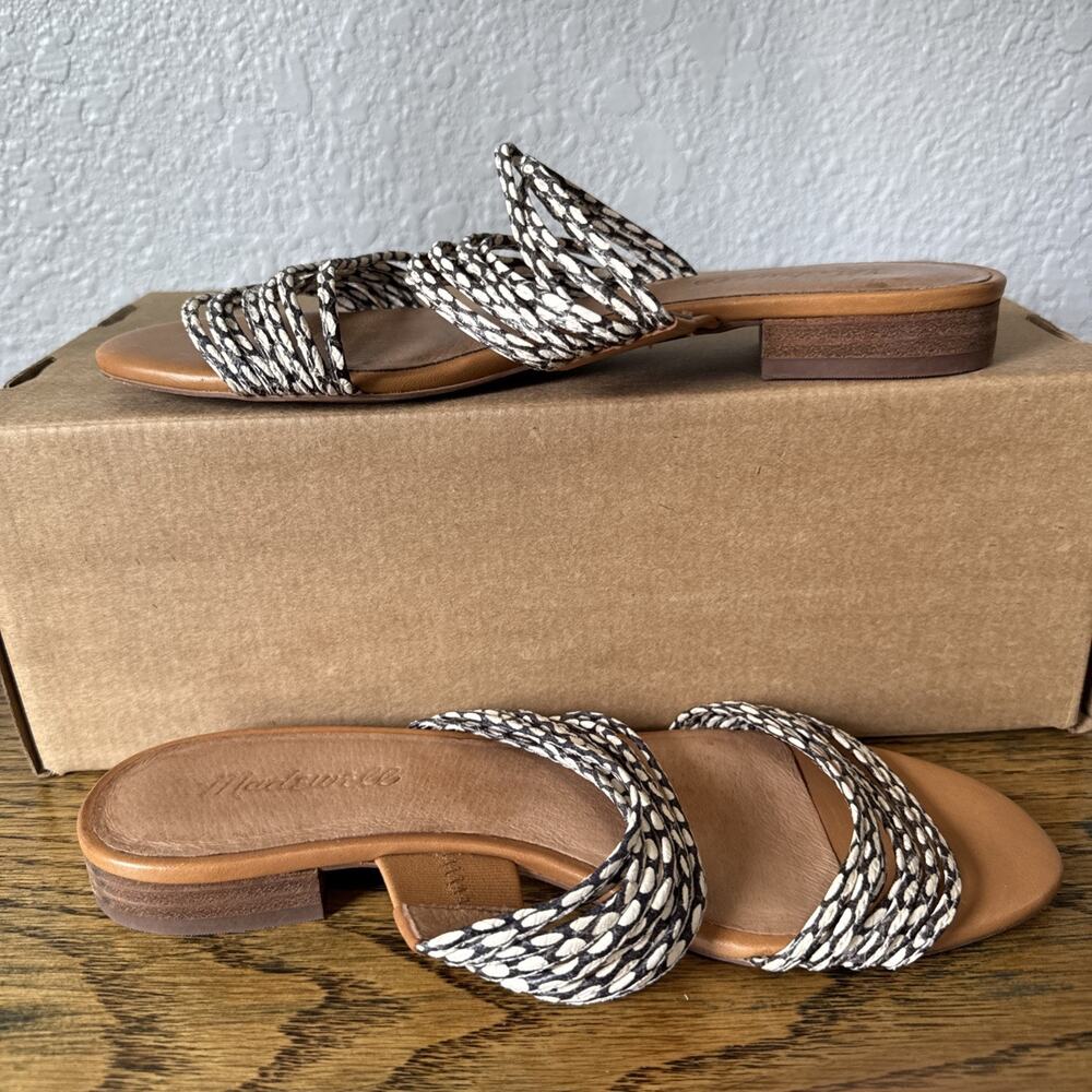 Madewell Snake Embossed Strappy Flat Slide Sandal Women’s Size 7 Casual Summer